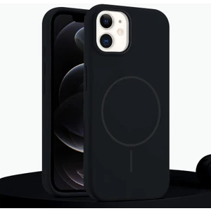 Apple iPhone 12 Uyumlu Kılıf Zebana Liquid Soft Silikon Kılıf (Kablosuz Şarj Destekli) Siyah