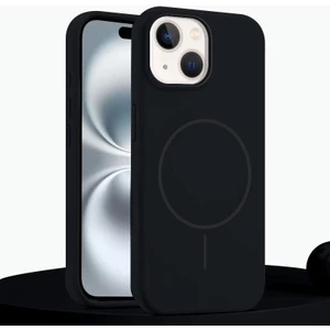Apple iPhone 14 Uyumlu Kılıf Zebana Liquid Soft Silikon Kılıf (Kablosuz Şarj Destekli) Siyah