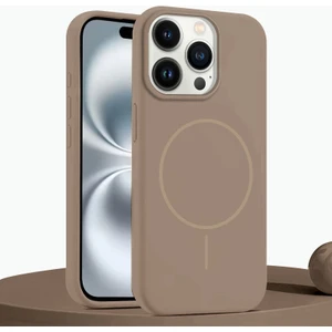 Apple iPhone 15 Pro Max Uyumlu Kılıf Zebana Liquid Soft Silikon Kılıf (Kablosuz Şarj Destekli) Desert Titanyum