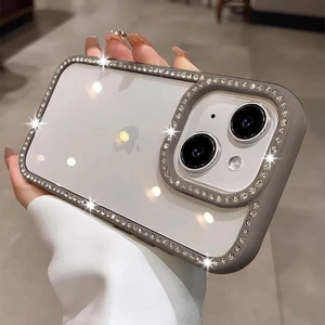 Apple iPhone 14 Plus Uyumlu Kılıf Zebana Bling Diamond Silikon Kılıf Gri