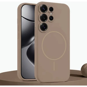 Samsung Galaxy S24 Ultra Uyumlu Kılıf Zebana Liquid Soft Silikon Kılıf (Kablosuz Şarj Destekli) Desert Titanyum