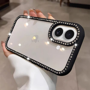 Apple iPhone 16 Uyumlu Kılıf Zebana Bling Diamond Silikon Kılıf Siyah