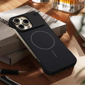 Apple iPhone 13 Pro Uyumlu Kılıf Zebana Elite Titan Metal Kılıf (Kablosuz Şarj Destekli) Siyah