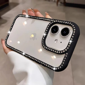 Apple iPhone 12 Uyumlu Kılıf Zebana Bling Diamond Silikon Kılıf Siyah