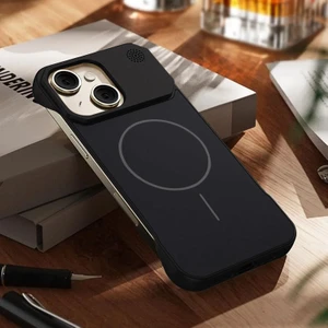 Apple iPhone 15 Uyumlu Kılıf Zebana Elite Titan Metal Kılıf (Kablosuz Şarj Destekli) Siyah