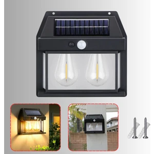 Güneş Enerjili Bahçe Aydınlatması Aplik Dekor Solar ve Sensörlü Bahçe Balkon ve Garaj Lambası