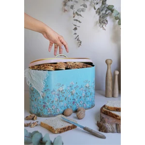 Flora Desenli Oval Ekmek Kutusu, Metal Ekmeklik, Ekmek Sepeti, 10,4 Lt