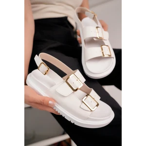 Chnel Cırtlı Düz Taban Kadın Sandalet Rahat Taban