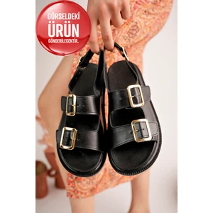 Chnel Cırtlı Düz Taban Kadın Sandalet Rahat Taban