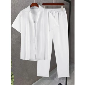 Bürümcük Krinkıl Kumaş Yazlık Likralı Erkek Gömlek Pantolon Takım