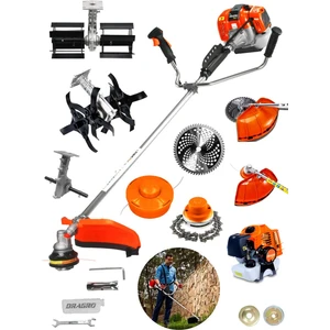 Alman 20 Hp Yan Tipi Benzinli Motorlu Ot Çalı Tırpanı Çim Biçme Makinesi Tirpan Çift Çapa Aparatli