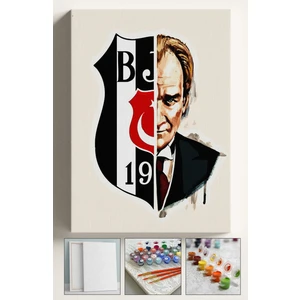Sayılarla Boyama Seti Kasnaklı Boyalar ve Fırçalar Dahil 40X5CM  Atatürk