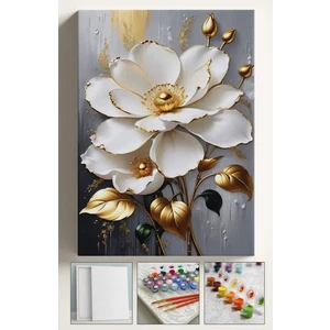 Sayılarla Boyama Seti Kasnaklı Boyalar ve Fırçalar Dahil 40X5CM Incili Çiçek