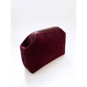 heybes Kadın Bordo Süet Clutch El Çantası