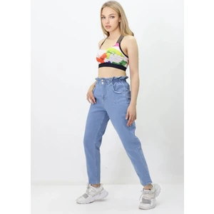 Gzt Tekstil Kadın Beli Lastikli Likrasız Kot Pantolon