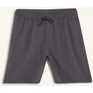 Regular Fit Kısa Boy Cepli File Astarlı Beli Bağcıklı Düz Hafif Kumaş Deniz Şortu E5133AXNS