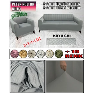 GL Home Yeni Mikro Petek Kumaş 2 Adet Üçlü-2 Adet Tekli Koltuk Kılıfı Seti Arkası Dahil Kapatıyoruz.