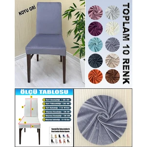 6 Adet Süet Detaylı Angora Kumaş Sandalye Kılıfı Yıkanabilir Likralı Esnek Lastikli, Sandalye Örtü