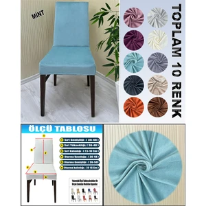 GL Home 6 Adet Süet Detaylı Angora Kumaş Sandalye Kılıfı Yıkanabilir Likralı Esnek Lastikli, Sandalye Örtü