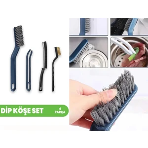 Mucit Home 4 Parça Dip Köşe Temizlik Fırça Seti - Derz Fırçası, Gider Cımbızı, Çok Amaçlı - Ince Fırça