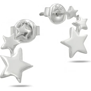 Gümüş Minimal Sıralı Yıldızlar Kadın Küpe