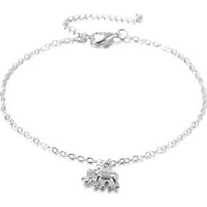 Gümüş Kaplama Fil Figürlü Bayan Ayak Halhal