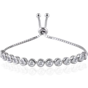 Gümüş Zirkon Taşlı Suyolu Asansör Kilitli Bayan Bileklik