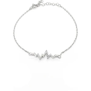 Gümüş Zirkon Taşlı Kalp Ritmi Kadın Bileklik