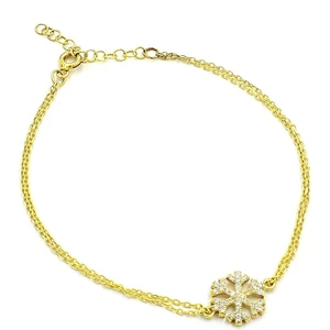 Kar Tanesi Sarı Renk Bayan Gümüş Bileklik