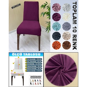 GL Home 4 Adet Süet Detaylı Angora Kumaş Sandalye Kılıfı Yıkanabilir Likralı Esnek Lastikli, Sandalye Örtü