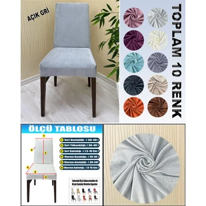 GL Home 4 Adet Süet Detaylı Angora Kumaş Sandalye Kılıfı Yıkanabilir Likralı Esnek Lastikli, Sandalye Örtü