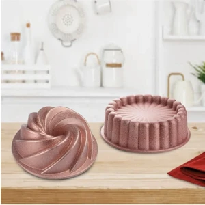 Luxury Döküm Rose Gold 2li Granit Rüzgar Gülü ve Tart Kalıbı Kek Kalıbı Seti 1 Adet