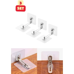 Luxury Şeffaf Mobilya Sabitleme Tutma Aparatı Dolap Eşya Sabitleyici Kilit Özellikli Yapışkanlı Tutucu 1 Adet