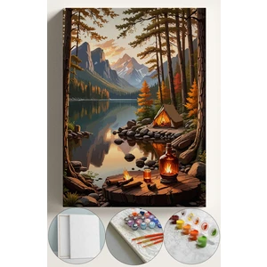 Sayılarla Boyama Seti Kasnaklı Boyalar ve Fırçalar Dahil 40X5CM Çadır Kamp