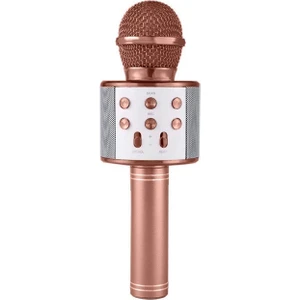 Karaoke Mikrofonlu Hoparlör - Şarjlı -Bluetooth Rose Gold (4887)
