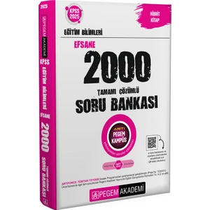 Pegem Akademi Yayıncılık 2025 KPSS Eğitim Bilimleri Tamamı Çözümlü Efsane 2000 Soru Bankas