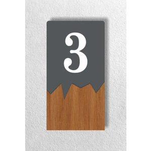 Zafrak Reklam Dikey Lazer Metal Kompozit - Ahşap Apartman Site -Daire Otel Ofis Kapı Numarası - Kapı No:3