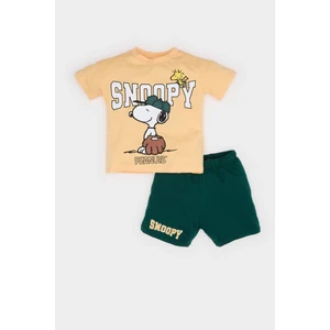 Erkek Bebek Snoopy 2'li Takım Kısa Kollu Tişört Beli Lastikli Şort E6920A525SM