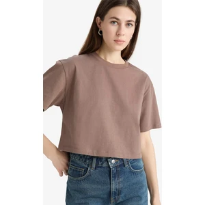 Boxy Fit Bisiklet Yaka Basic Düz Penye Kısa Kollu Tişört C7459AX25SM