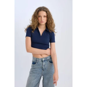 Fitted Polo Yaka Basic Fitilli Tişört A0379AX25SM