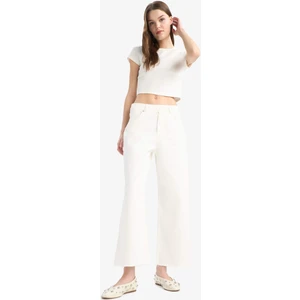 Culotte Gabardin Kumaş Pantolon Yüksek Bel Basic Düz Cepli Geniş Bol Paça C7535AX25SP