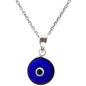 Sylvery Jewels 10 mm Nazar Boncuğu Gümüş Kolye 925 Ayar Gümüş Nazar Boncuğu Göz Kolye