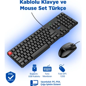 GM16 Kablolu Klavye ve Mouse Set Türkçe Siyah - Premium Product