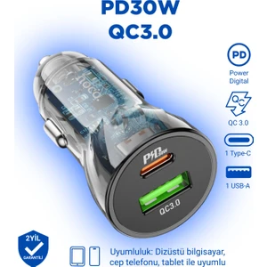 Araç Şarj Adaptörü “Z47A Transparent Discovery Edition” PD30W+QC3.0 - Premium Product