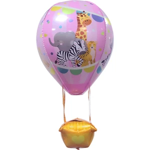 22 Inç Pembe Renk Safari Uçan Balon Temalı  Folyo Balon 88-28  cm