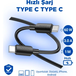 X96 Hyper 60W Type-C To Type-C Hızlı Şarj Veri Kablosu