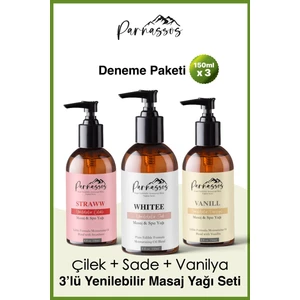 Vanilya+Çilek+White Natural Afrodizyak Duyusal Masaj Yağı Seti 150 ml