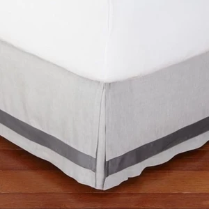 Antrasit Şeritli Açık Gri Dack Keten Baza Eteği