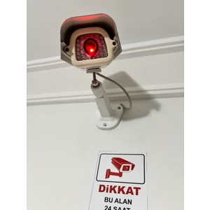 Sahte Kamera izlenmektedir sticker pil ve ayak hediyeli kırmızı sabit yanar