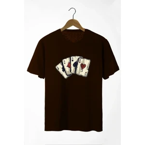 Oversize Önü Iskambil Kağıdı Baskılı T-Shirt